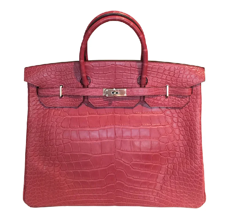 Hermès Handmade Alligator Birkin Bag Fuchsia 40cm