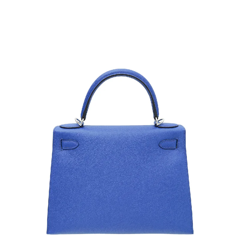 Hermes Bleu Electric 28 Sellier Kelly Bag