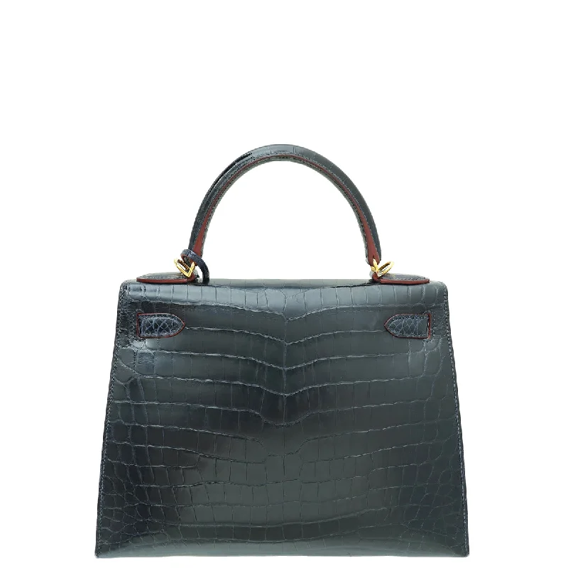 Hermes Bleu Marine Crocodile Niloticus Kelly Sellier 28 Bag