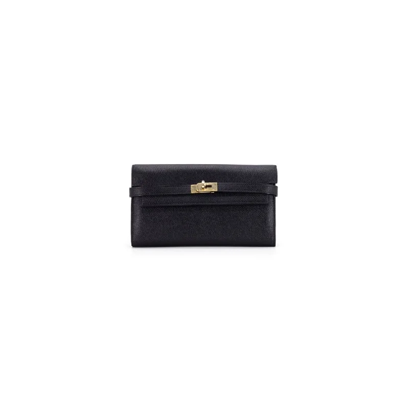 Hermes Kelly Full Size Classic Wallet Black - [R] Stamp