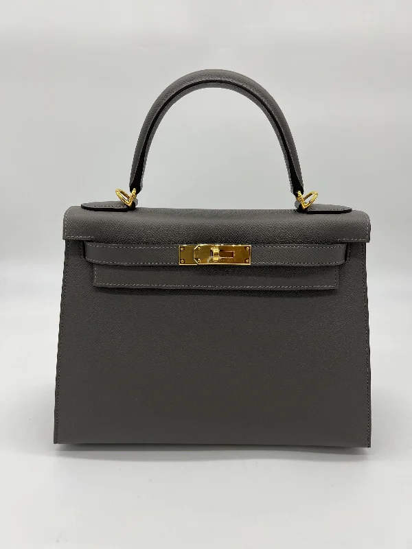 Hermes Kelly II Sellier 28 Gris Meyer Epsom Leather