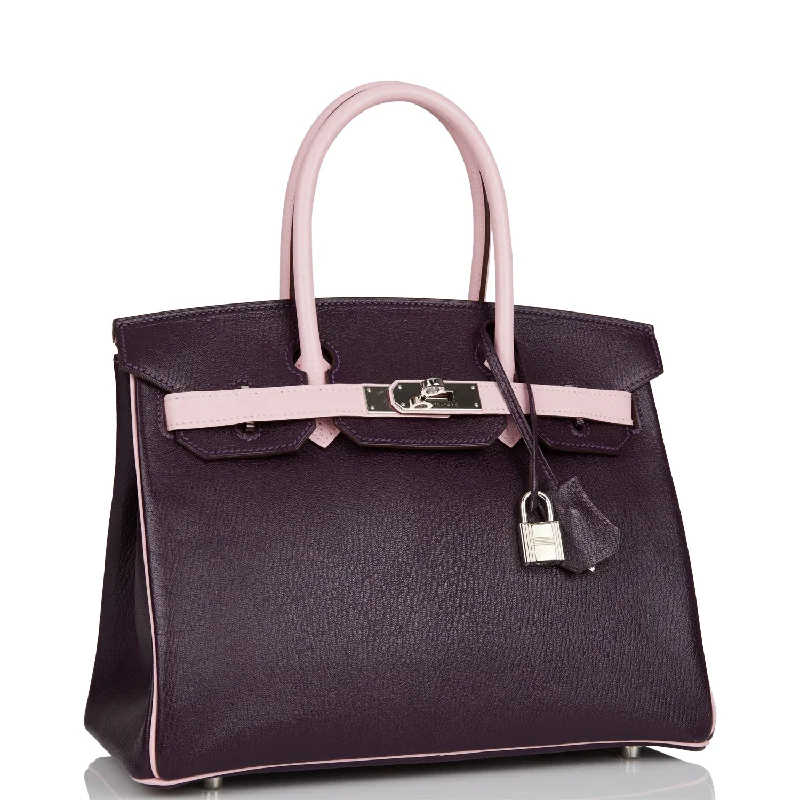 Hermes Special Order (HSS) Birkin 30 Raisin and Rose Sakura Chevre Palladium Hardware